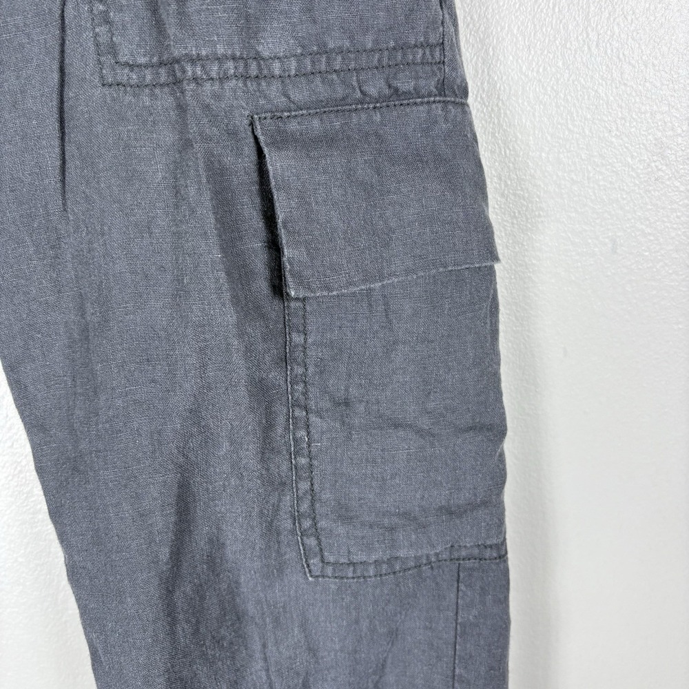 Eileen Fisher Women's 2 Dark Gray‎ 100% Organic Linen Chino Cargo Capri Pants - Picture 3 of 6
